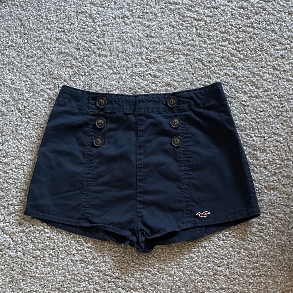 Hollister Women's Dark Blue High Waist Shorts